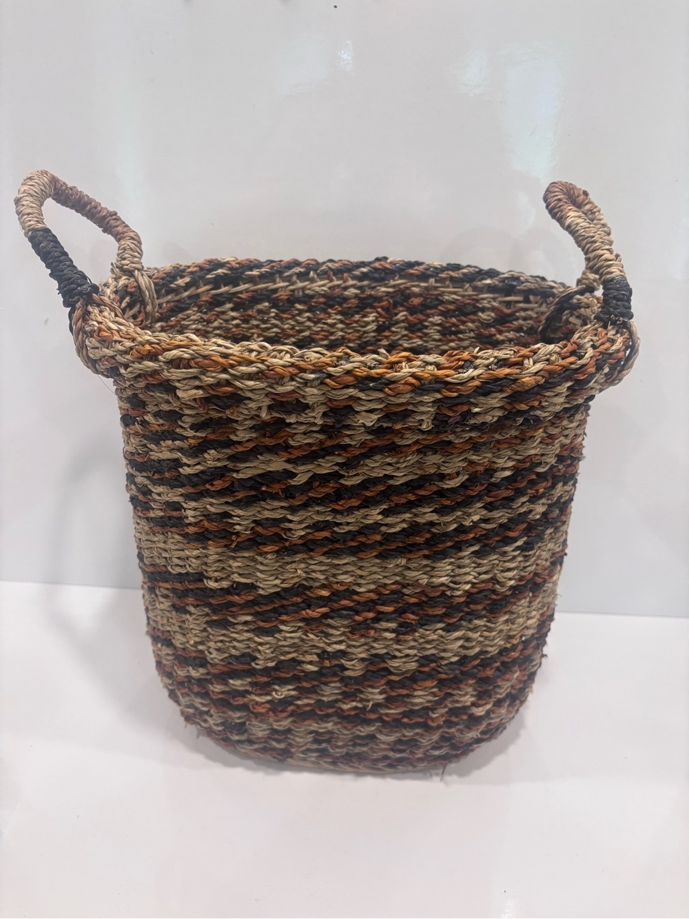 Hand Woven Raffia Natural Fiber Tote , "Bolga Basket" .